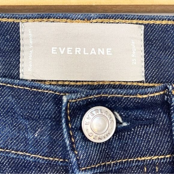 Everlane Dark Wash High rise frayed hem Regular Jean size 25 - Picture 3 of 7
